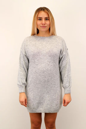 Longpullover / Kleid mit aufgesetzter Naht - Hellgrau