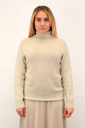 Strickpullover Rollkragen aus Aplaka und Wolle - Beige