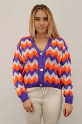 ST Selected Touch - Strickjacke Muster - Lila/Orange