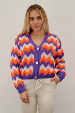 ST Selected Touch - Strickjacke Muster - Lila/Orange