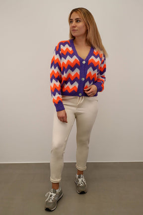 ST Selected Touch - Strickjacke Muster - Lila/Orange