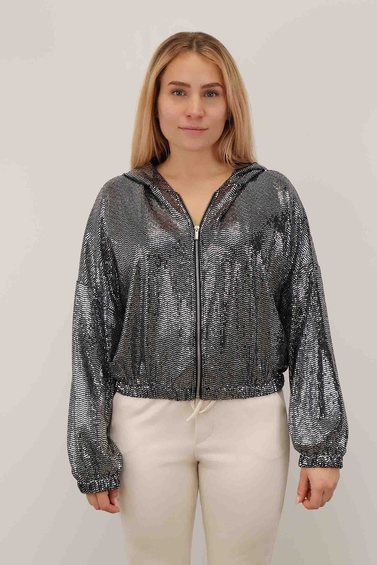 Jacke mit Glitzer - Silber