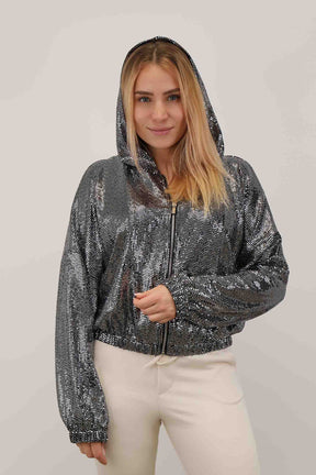 Jacke mit Glitzer - Silber