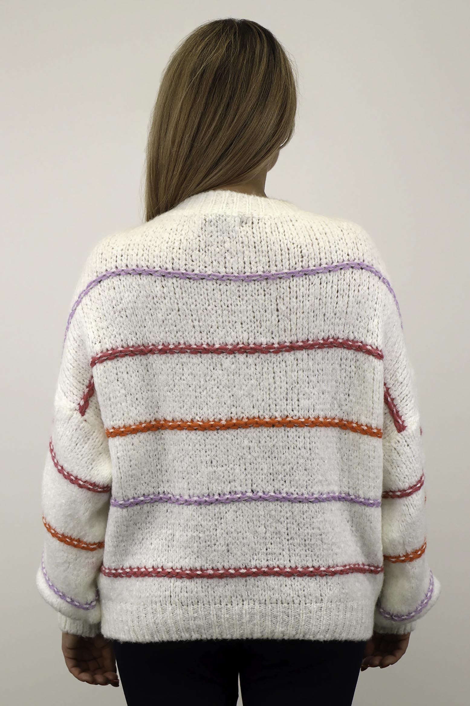 Pullover mit Streifen "Bunt" - Wollweiß
