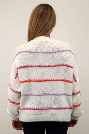 Pullover mit Streifen "Bunt" - Wollweiß