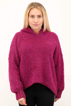 Pullover "Bouclee mit Kapuze" - Beere