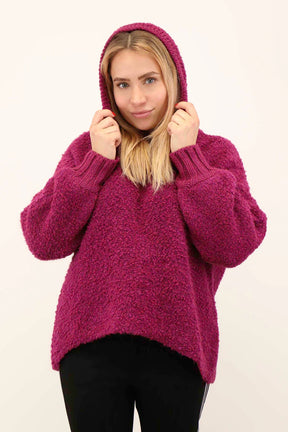 Pullover "Bouclee mit Kapuze" - Beere