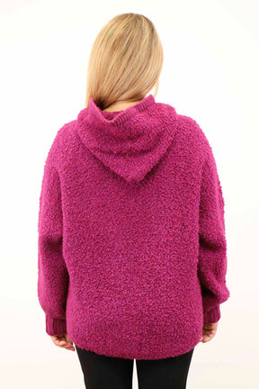 Pullover "Bouclee mit Kapuze" - Beere