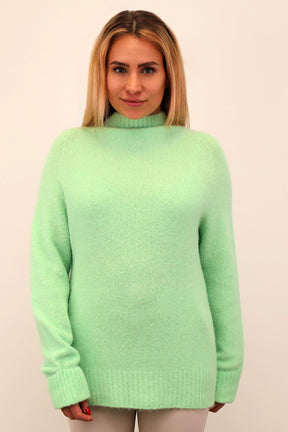 Strickpullover aus Alpaka und Wolle "Design" -  Hellgrün