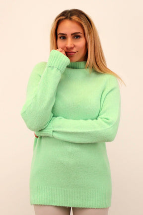 Strickpullover aus Alpaka und Wolle "Design" -  Hellgrün
