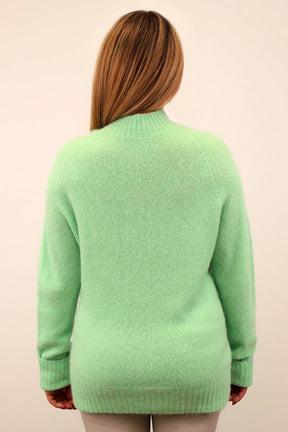 Strickpullover aus Alpaka und Wolle "Design" -  Hellgrün