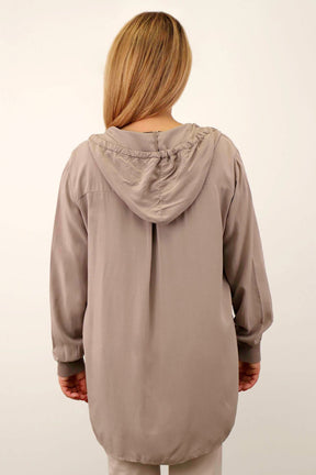 Bluse mit Knopfleiste - Taupe