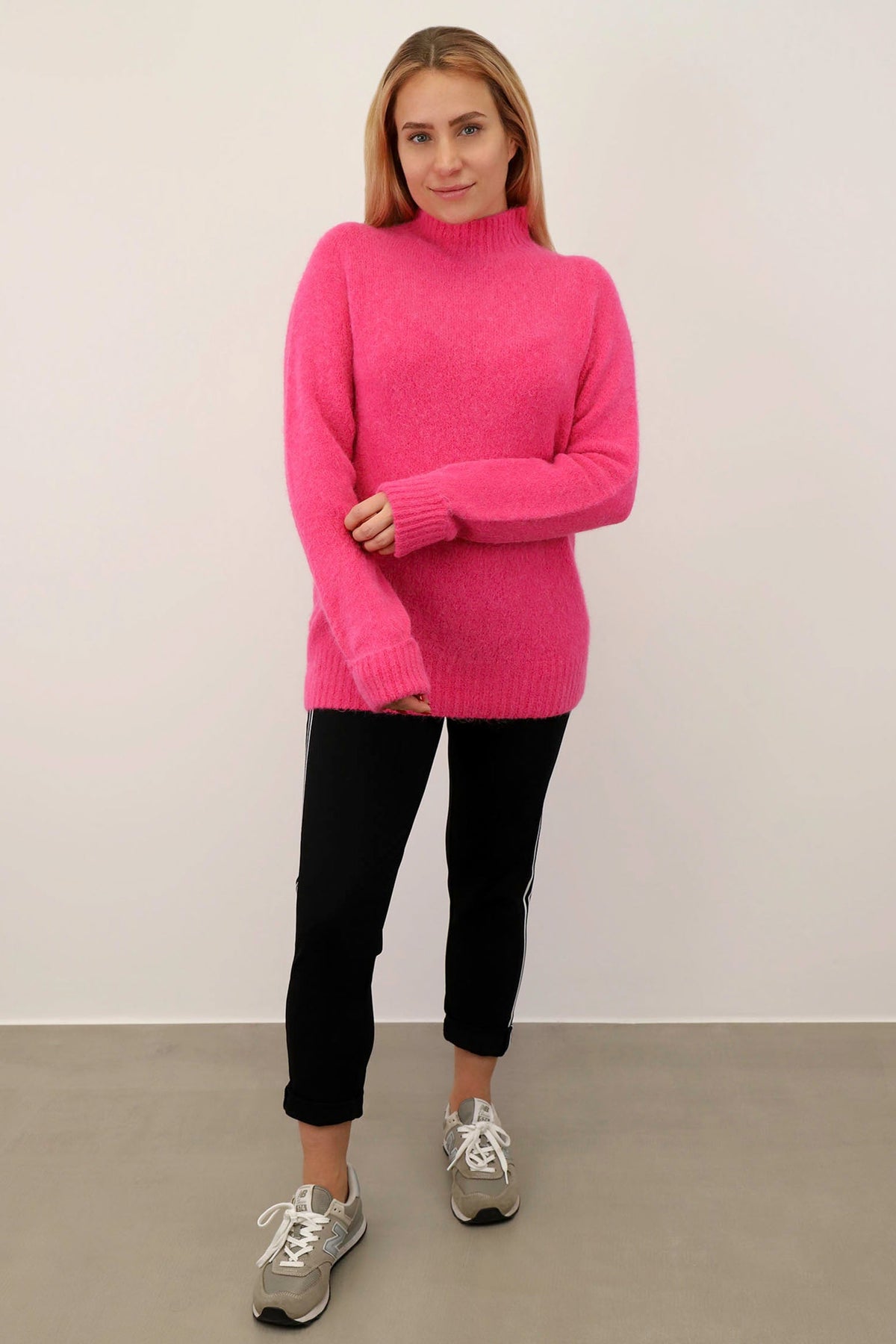Strickpullover aus Alpaka und Wolle "Design" - Pink