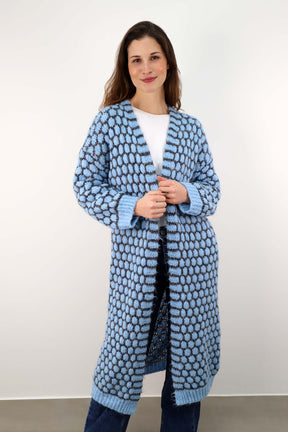 Strickjacke lang "Exklusiv" - Hellblau