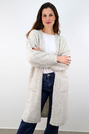 Strickjacke mit Naht und Taschen - Creme