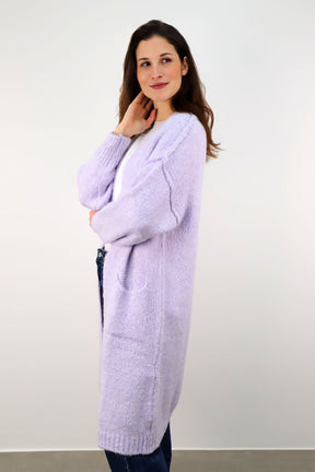 Strickjacke mit Naht und Taschen - Flieder