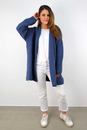 Strickjacke "Grobstrick" - Hellblau (etwas heller als auf dem Bild)