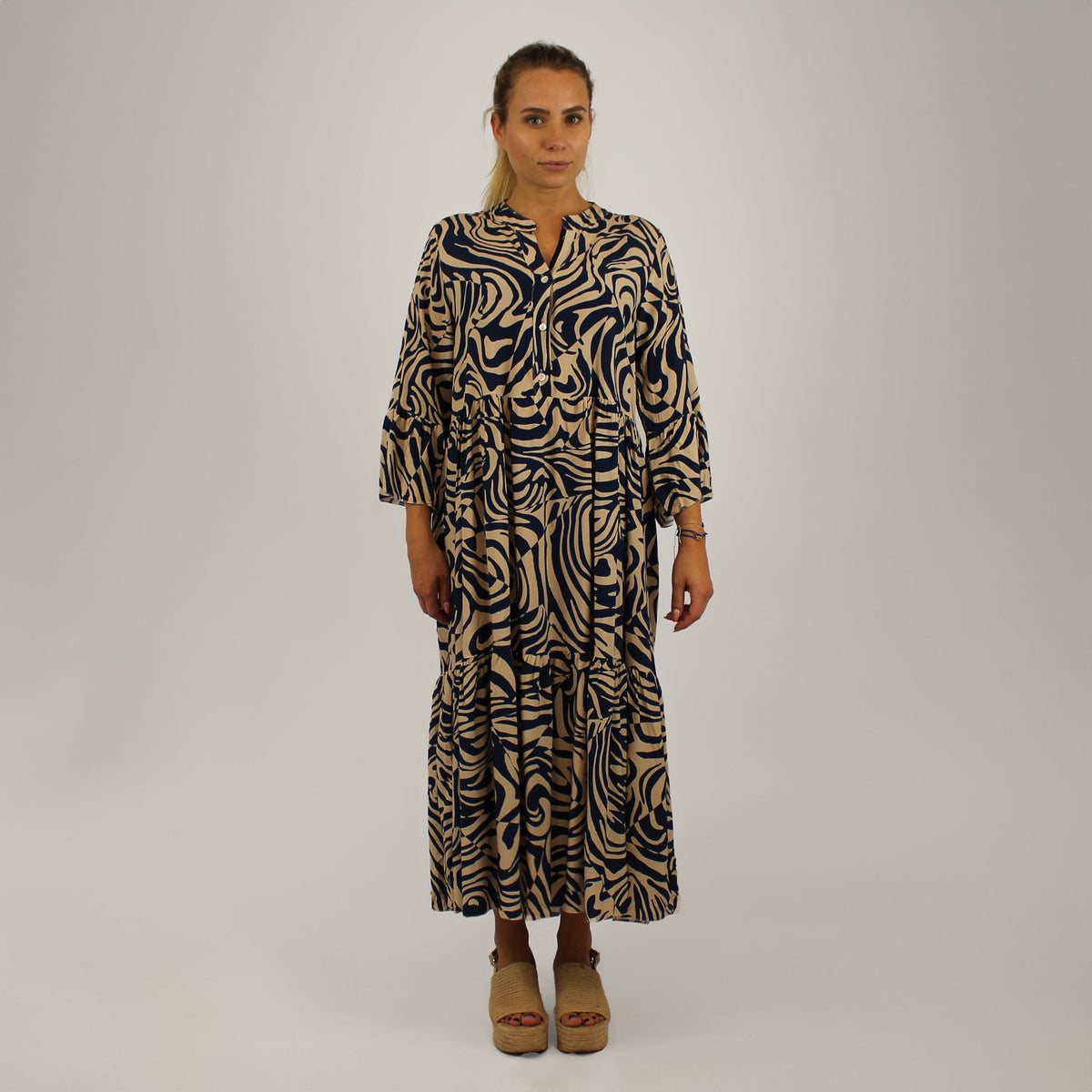Maxikleid mit Druck - Dunkelblau
