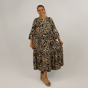 Maxikleid mit Druck - Schwarz