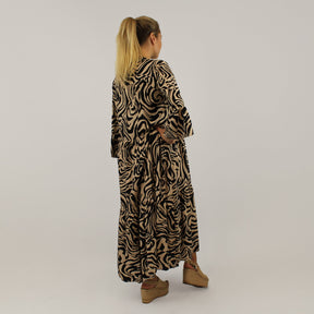 Maxikleid mit Druck - Schwarz