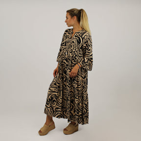 Maxikleid mit Druck - Schwarz