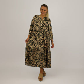 Maxikleid mit Druck - Khaki