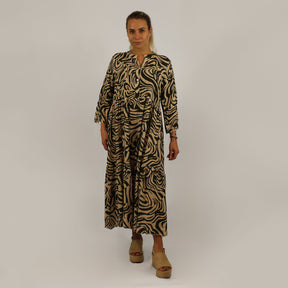 Maxikleid mit Druck - Khaki