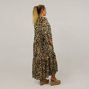 Maxikleid mit Druck - Khaki