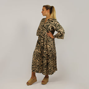 Maxikleid mit Druck - Khaki