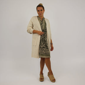 Knopfleisten-Kleid mit Druck - Khaki