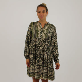 Knopfleisten-Kleid mit Druck - Khaki