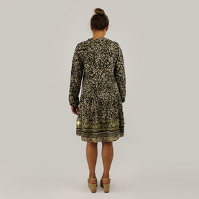 Knopfleisten-Kleid mit Druck - Khaki