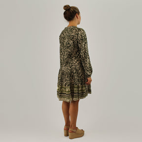 Knopfleisten-Kleid mit Druck - Khaki