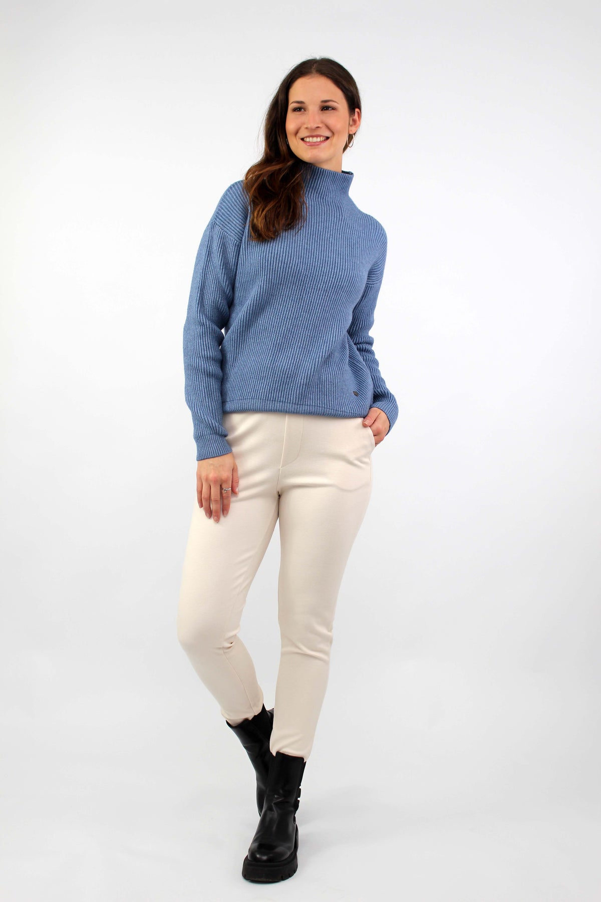 Pullover mit Stehkragen - Blau