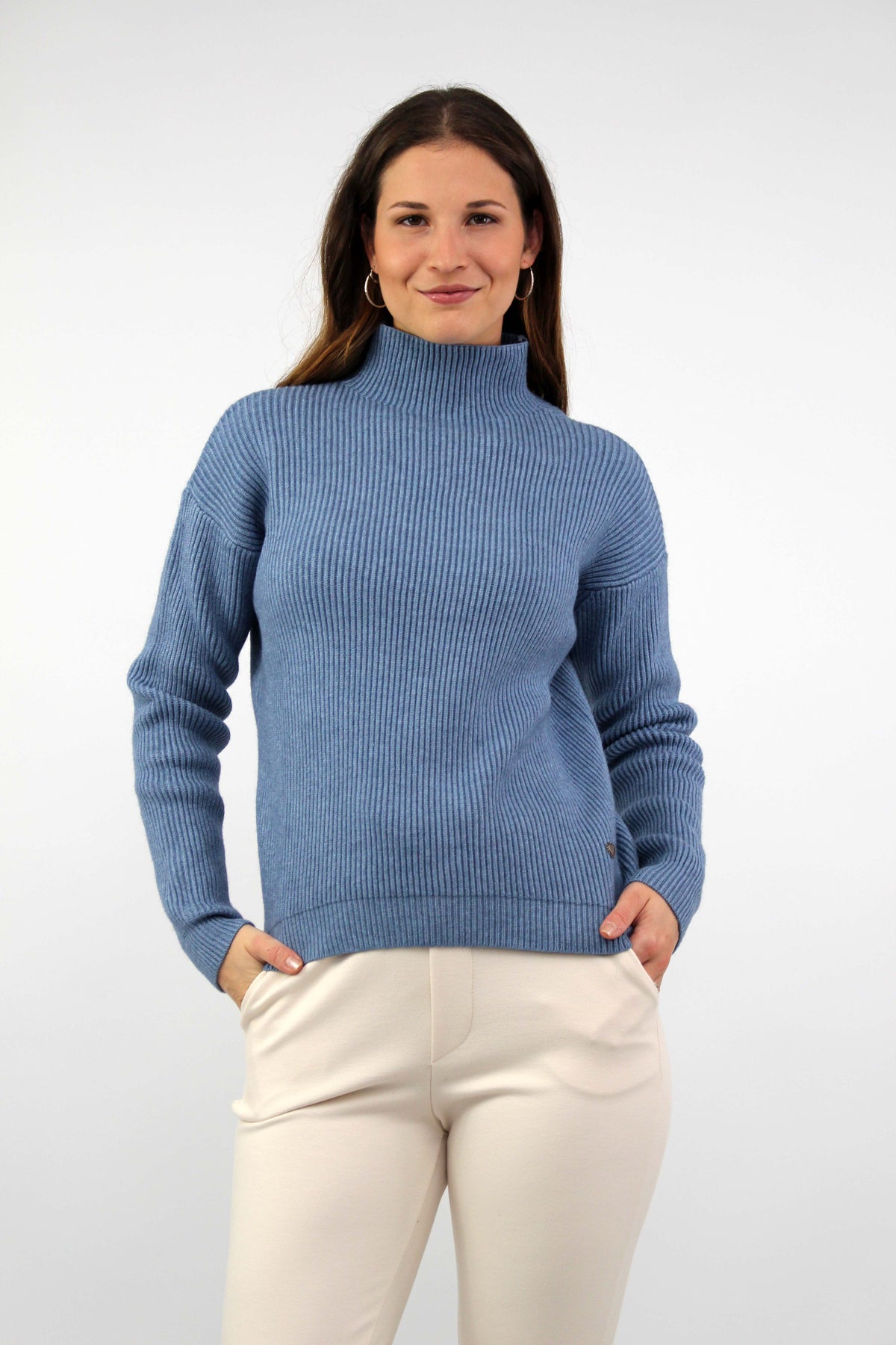 Pullover mit Stehkragen - Blau