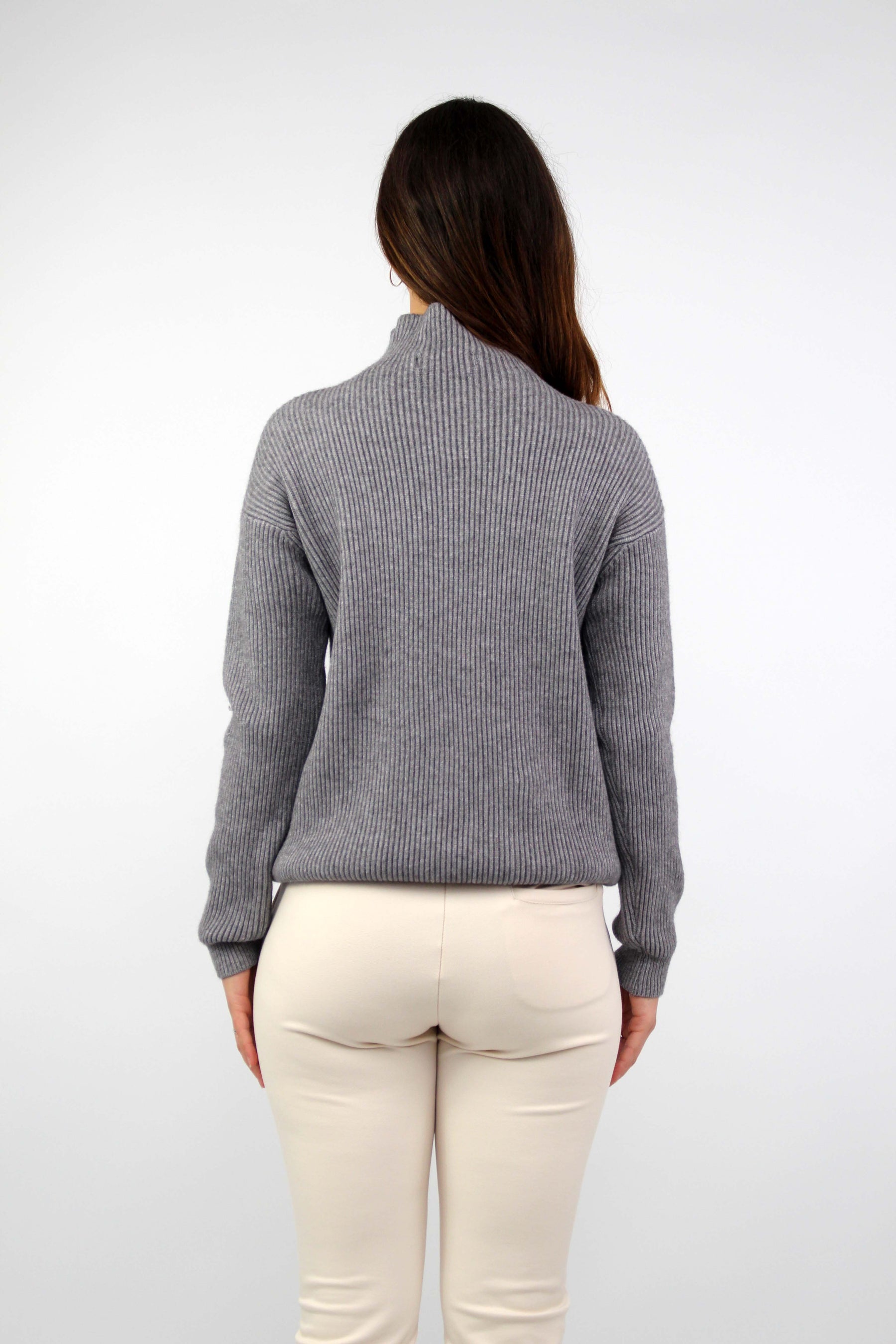 Pullover mit Stehkragen - Grau