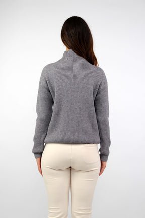 Pullover mit Stehkragen - Grau