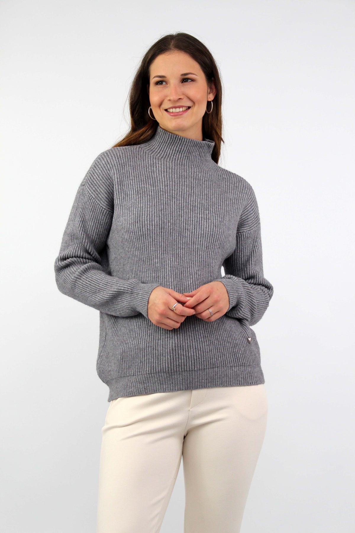 Pullover mit Stehkragen - Grau