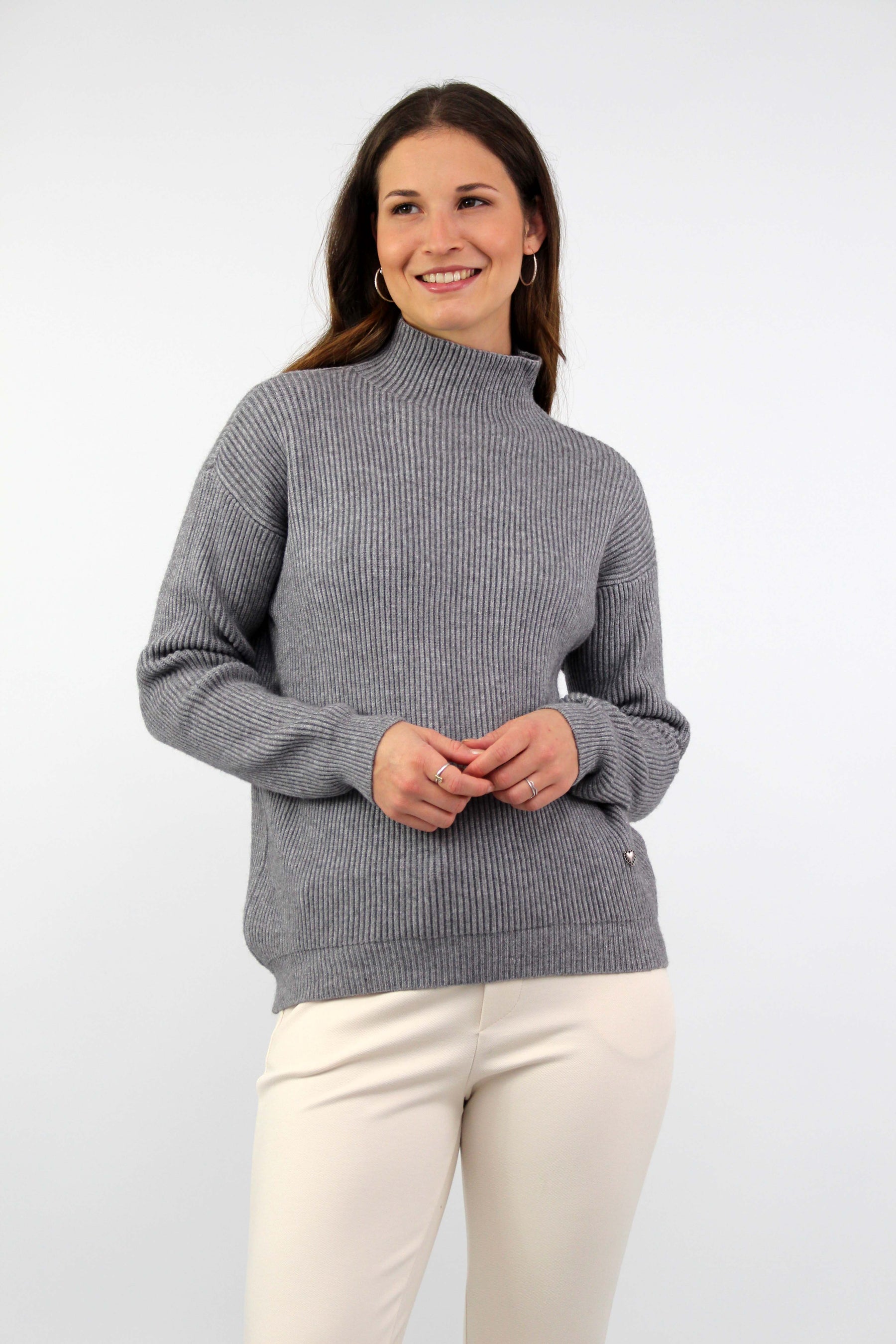 Pullover mit Stehkragen - Grau