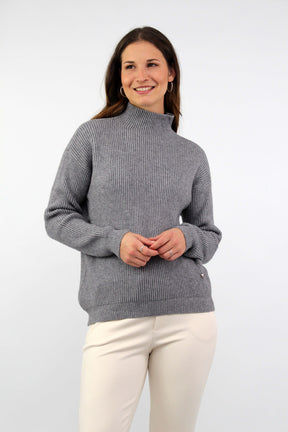 Pullover mit Stehkragen - Grau