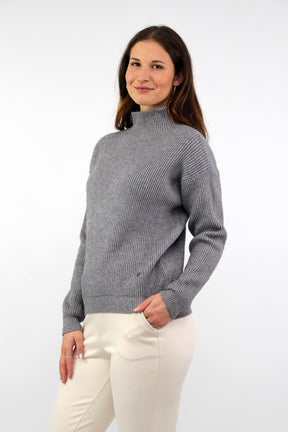 Pullover mit Stehkragen - Grau