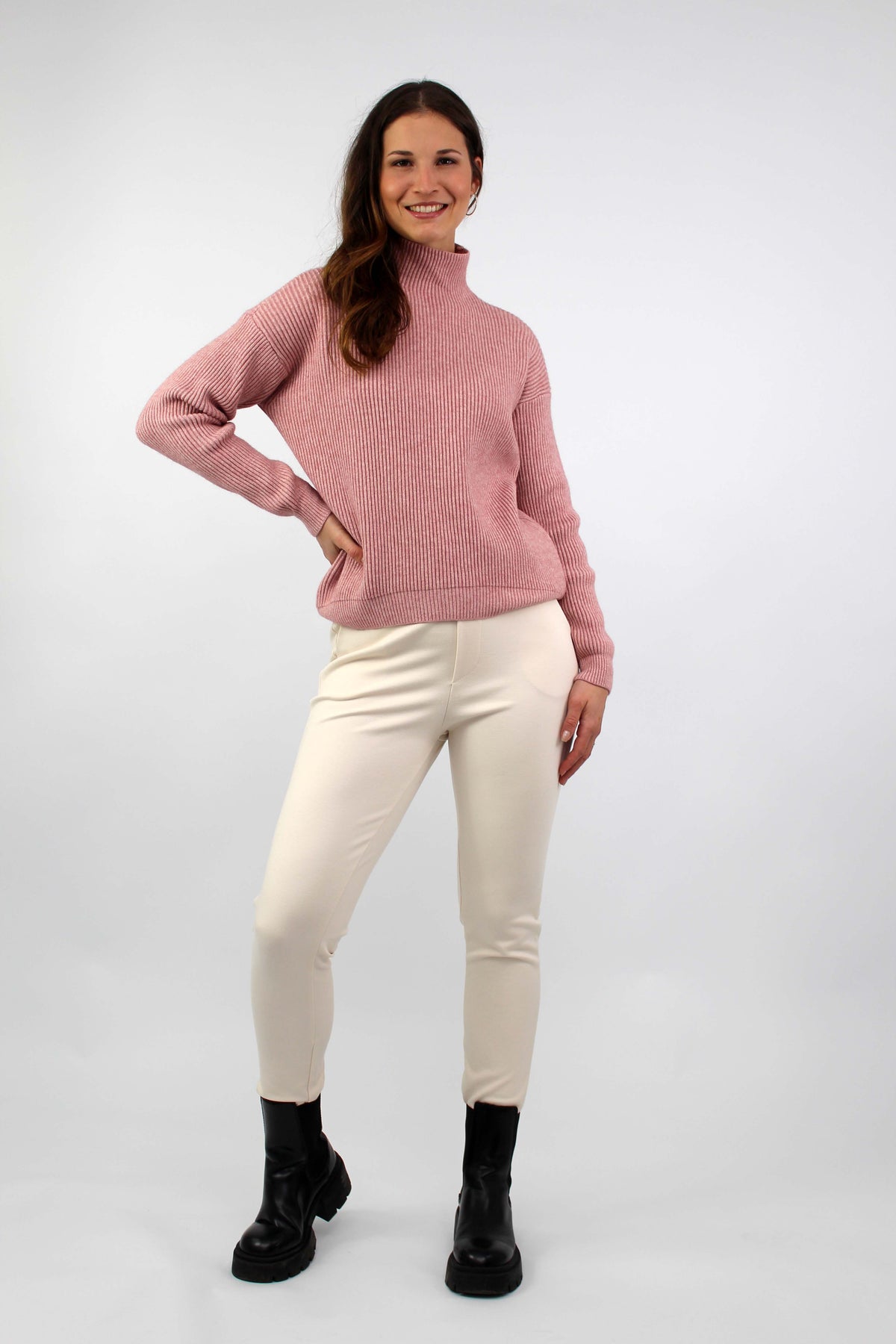 Pullover mit Stehkragen - Rosa