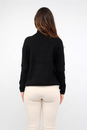 Pullover mit Stehkragen - Schwarz